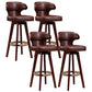 Modern Bar Stool Rubber Wooden Backrest Barstools with Soles Swivel Cushions Brown 4 Piece Set Clearhalo 'Bar Furniture' 'Bar Stools' 'bar_stools' 'furn' 'furn_bar_stools' 'furniture_bar_stools' 'Kitchen & Dining Furniture' 'kitchen&dining_furn' 'kitchen' 'kitchen_furn' Furniture' 4321195