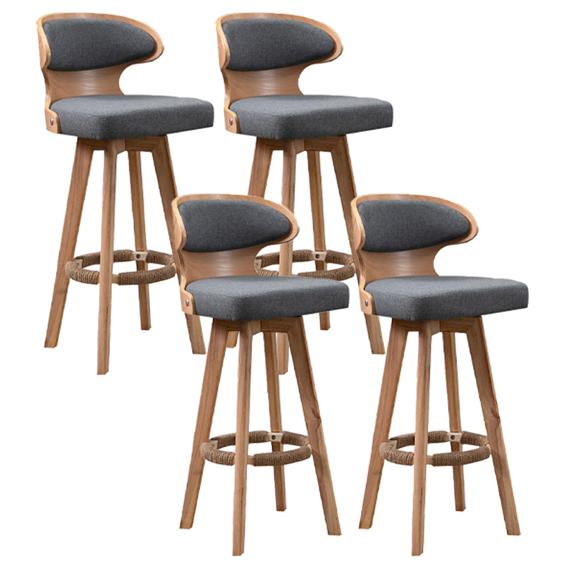 Modern Bar Stool Rubber Wooden Backrest Barstools with Soles Swivel Cushions Grey 4 Piece Set Clearhalo 'Bar Furniture' 'Bar Stools' 'bar_stools' 'furn' 'furn_bar_stools' 'furniture_bar_stools' 'Kitchen & Dining Furniture' 'kitchen&dining_furn' 'kitchen' 'kitchen_furn' Furniture' 4321196