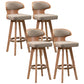 Modern Bar Stool Rubber Wooden Backrest Barstools with Soles Swivel Cushions Khaki 4 Piece Set Clearhalo 'Bar Furniture' 'Bar Stools' 'bar_stools' 'furn' 'furn_bar_stools' 'furniture_bar_stools' 'Kitchen & Dining Furniture' 'kitchen&dining_furn' 'kitchen' 'kitchen_furn' Furniture' 4321197