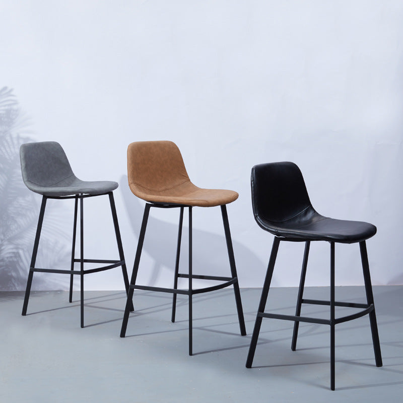 PU Leather Barstools Industrial Living Room Black Bar and Counter Stool Clearhalo 'Bar Furniture' 'Bar Stools' 'bar_stools' 'furn' 'furn_bar_stools' 'furniture_bar_stools' 'Kitchen & Dining Furniture' 'kitchen&dining_furn' 'kitchen' 'kitchen_furn' Furniture' 4321203