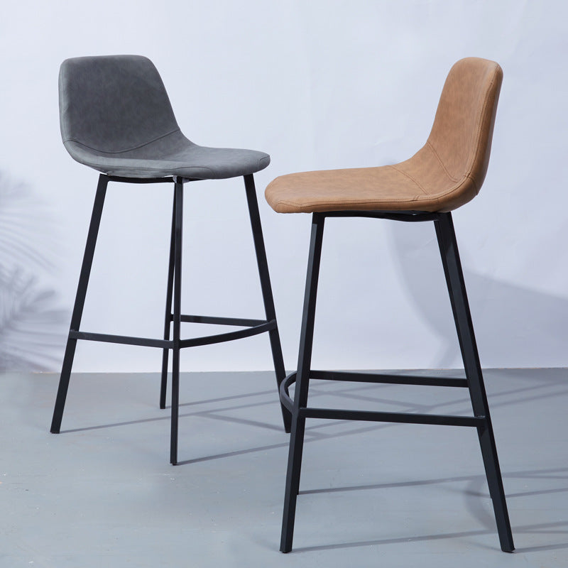 PU Leather Barstools Industrial Living Room Black Bar and Counter Stool Clearhalo 'Bar Furniture' 'Bar Stools' 'bar_stools' 'furn' 'furn_bar_stools' 'furniture_bar_stools' 'Kitchen & Dining Furniture' 'kitchen&dining_furn' 'kitchen' 'kitchen_furn' Furniture' 4321205