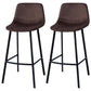 PU Leather Barstools Industrial Living Room Black Bar and Counter Stool Dark Coffee 2 Piece Set Counter Stool(26"H) Clearhalo 'Bar Furniture' 'Bar Stools' 'bar_stools' 'furn' 'furn_bar_stools' 'furniture_bar_stools' 'Kitchen & Dining Furniture' 'kitchen&dining_furn' 'kitchen' 'kitchen_furn' Furniture' 4321210