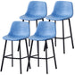 PU Leather Barstools Industrial Living Room Black Bar and Counter Stool Blue 4 Piece Set Counter Stool(26"H) Clearhalo 'Bar Furniture' 'Bar Stools' 'bar_stools' 'furn' 'furn_bar_stools' 'furniture_bar_stools' 'Kitchen & Dining Furniture' 'kitchen&dining_furn' 'kitchen' 'kitchen_furn' Furniture' 4321212