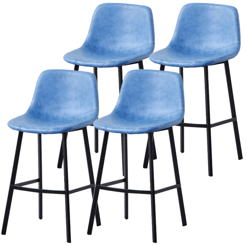 PU Leather Barstools Industrial Living Room Black Bar and Counter Stool Blue 4 Piece Set Counter Stool(26"H) Clearhalo 'Bar Furniture' 'Bar Stools' 'bar_stools' 'furn' 'furn_bar_stools' 'furniture_bar_stools' 'Kitchen & Dining Furniture' 'kitchen&dining_furn' 'kitchen' 'kitchen_furn' Furniture' 4321212
