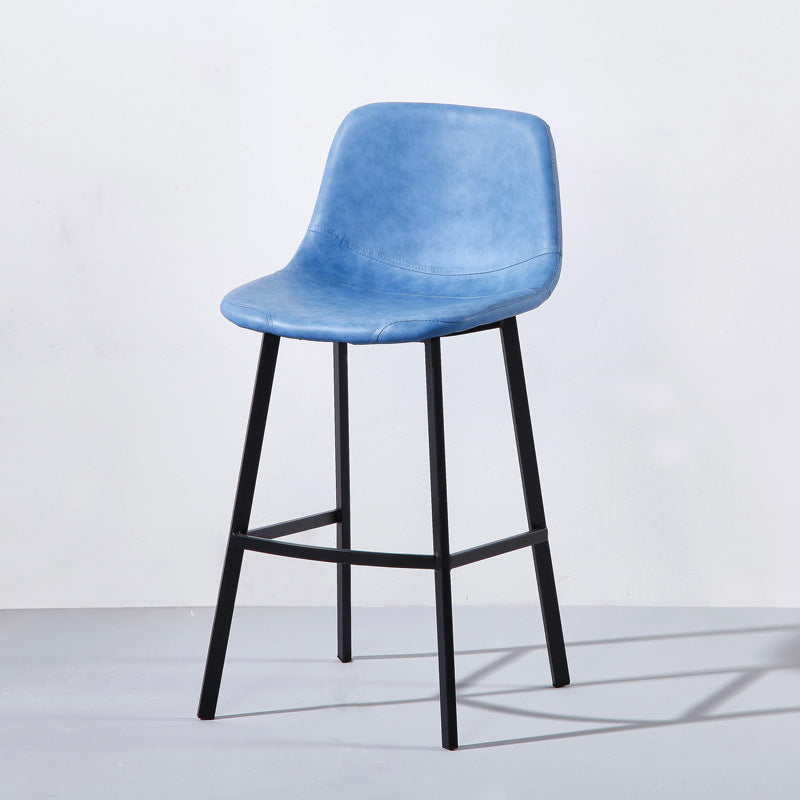 PU Leather Barstools Industrial Living Room Black Bar and Counter Stool Blue 1 Piece Counter Stool(26"H) Clearhalo 'Bar Furniture' 'Bar Stools' 'bar_stools' 'furn' 'furn_bar_stools' 'furniture_bar_stools' 'Kitchen & Dining Furniture' 'kitchen&dining_furn' 'kitchen' 'kitchen_furn' Furniture' 4321214