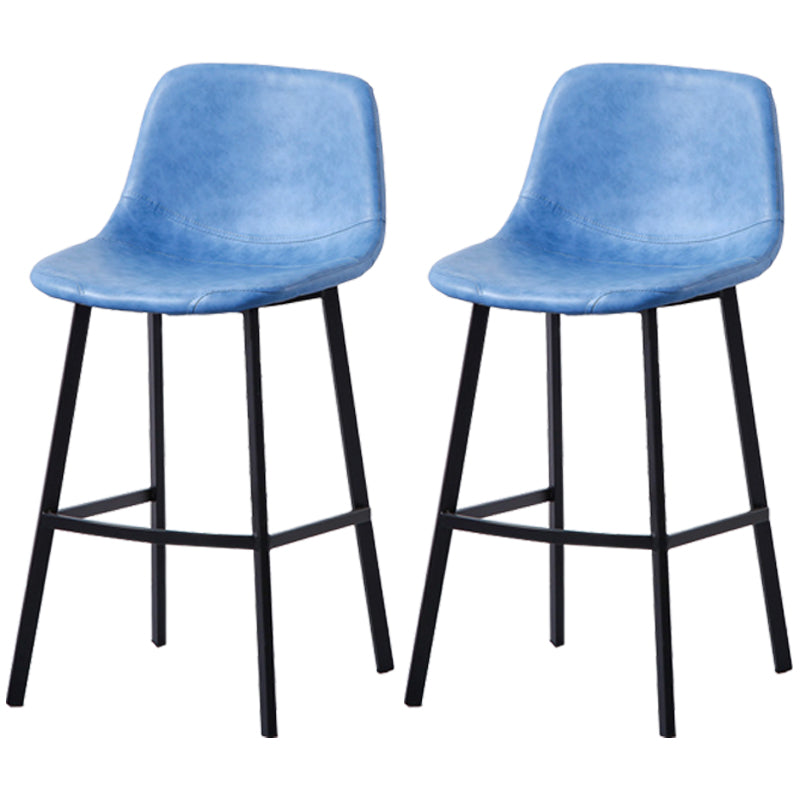 PU Leather Barstools Industrial Living Room Black Bar and Counter Stool Blue 2 Piece Set Counter Stool(26"H) Clearhalo 'Bar Furniture' 'Bar Stools' 'bar_stools' 'furn' 'furn_bar_stools' 'furniture_bar_stools' 'Kitchen & Dining Furniture' 'kitchen&dining_furn' 'kitchen' 'kitchen_furn' Furniture' 4321215
