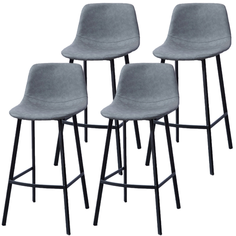 PU Leather Barstools Industrial Living Room Black Bar and Counter Stool Dark Gray 4 Piece Set Counter Stool(26"H) Clearhalo 'Bar Furniture' 'Bar Stools' 'bar_stools' 'furn' 'furn_bar_stools' 'furniture_bar_stools' 'Kitchen & Dining Furniture' 'kitchen&dining_furn' 'kitchen' 'kitchen_furn' Furniture' 4321222