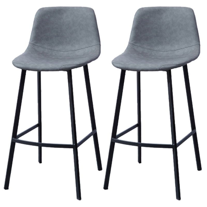 PU Leather Barstools Industrial Living Room Black Bar and Counter Stool Dark Gray 2 Piece Set Counter Stool(26"H) Clearhalo 'Bar Furniture' 'Bar Stools' 'bar_stools' 'furn' 'furn_bar_stools' 'furniture_bar_stools' 'Kitchen & Dining Furniture' 'kitchen&dining_furn' 'kitchen' 'kitchen_furn' Furniture' 4321224