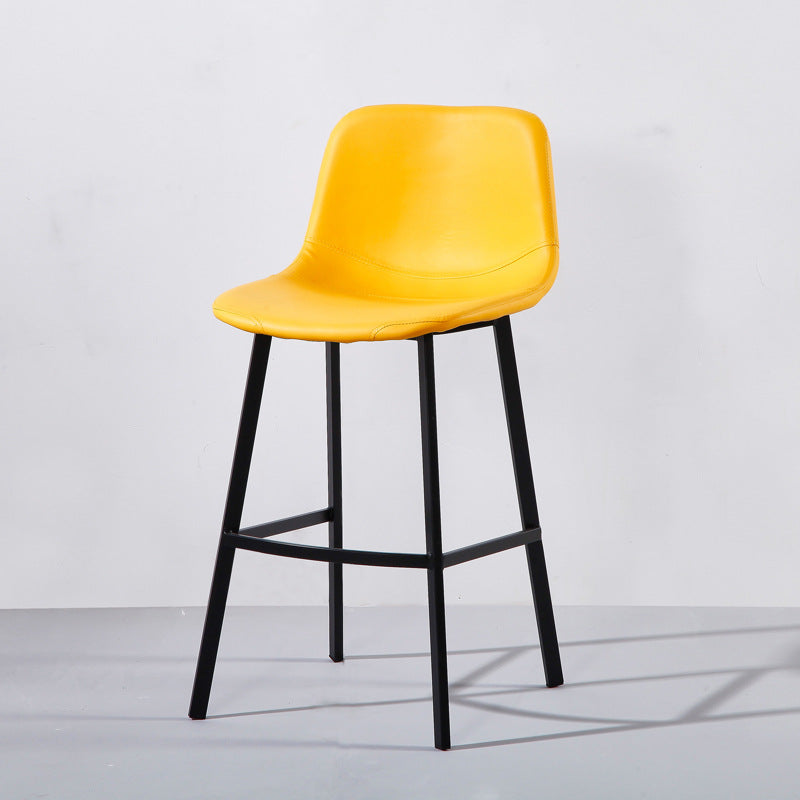 PU Leather Barstools Industrial Living Room Black Bar and Counter Stool Yellow 1 Piece Counter Stool(26"H) Clearhalo 'Bar Furniture' 'Bar Stools' 'bar_stools' 'furn' 'furn_bar_stools' 'furniture_bar_stools' 'Kitchen & Dining Furniture' 'kitchen&dining_furn' 'kitchen' 'kitchen_furn' Furniture' 4321232