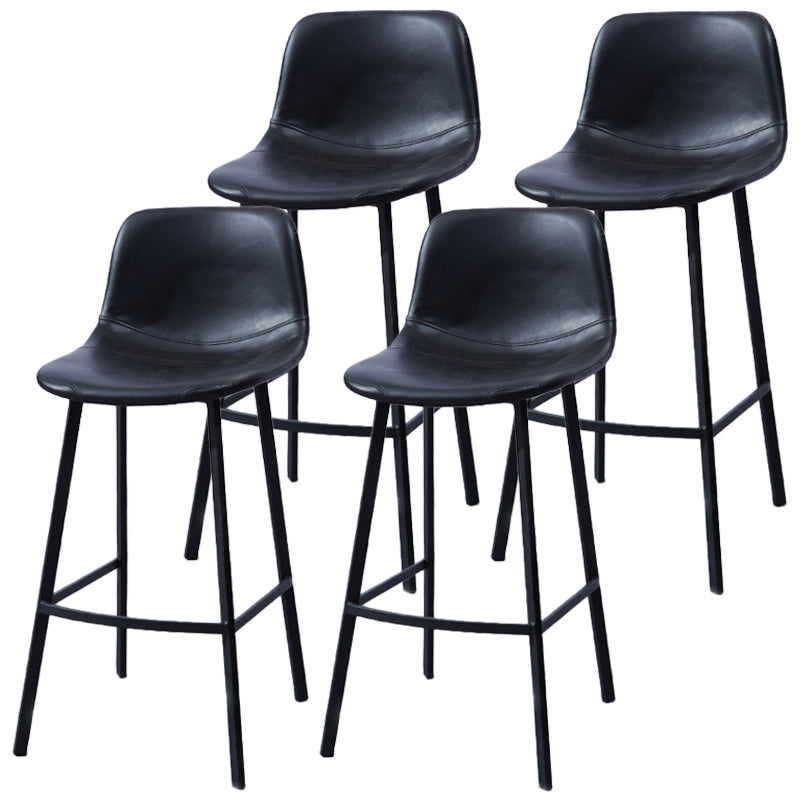 PU Leather Barstools Industrial Living Room Black Bar and Counter Stool Black 4 Piece Set Counter Stool(26"H) Clearhalo 'Bar Furniture' 'Bar Stools' 'bar_stools' 'furn' 'furn_bar_stools' 'furniture_bar_stools' 'Kitchen & Dining Furniture' 'kitchen&dining_furn' 'kitchen' 'kitchen_furn' Furniture' 4321243