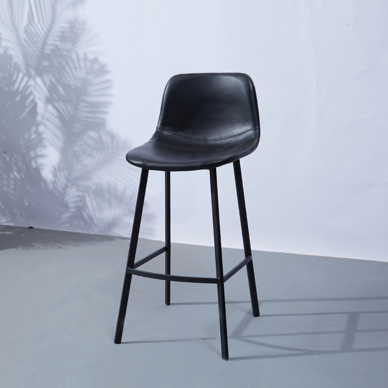 PU Leather Barstools Industrial Living Room Black Bar and Counter Stool Black 1 Piece Counter Stool(26"H) Clearhalo 'Bar Furniture' 'Bar Stools' 'bar_stools' 'furn' 'furn_bar_stools' 'furniture_bar_stools' 'Kitchen & Dining Furniture' 'kitchen&dining_furn' 'kitchen' 'kitchen_furn' Furniture' 4321244