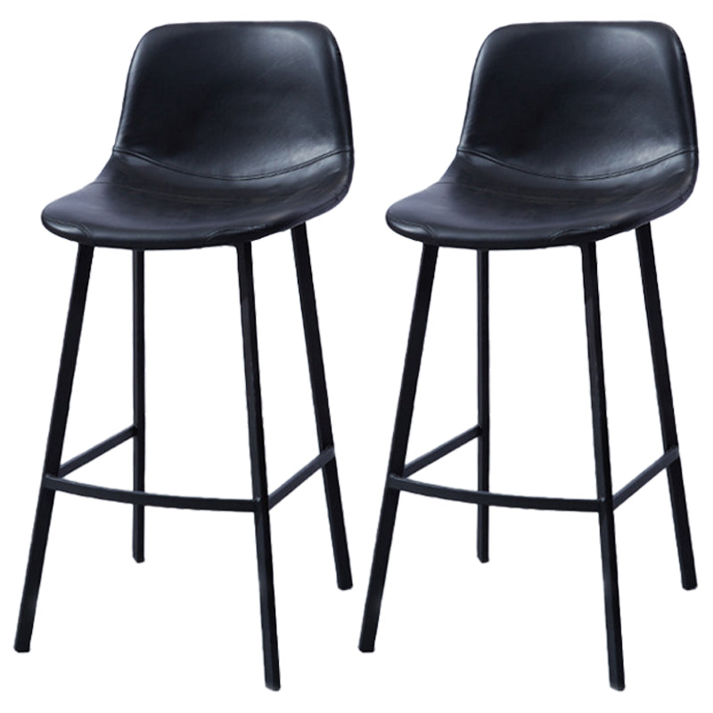 PU Leather Barstools Industrial Living Room Black Bar and Counter Stool Black 2 Piece Set Counter Stool(26"H) Clearhalo 'Bar Furniture' 'Bar Stools' 'bar_stools' 'furn' 'furn_bar_stools' 'furniture_bar_stools' 'Kitchen & Dining Furniture' 'kitchen&dining_furn' 'kitchen' 'kitchen_furn' Furniture' 4321245