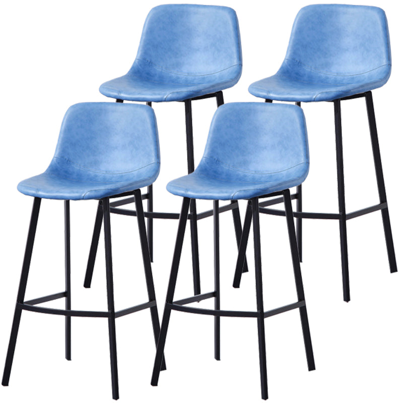 PU Leather Barstools Industrial Living Room Black Bar and Counter Stool Blue 4 Piece Set Bar Stool(30"H) Clearhalo 'Bar Furniture' 'Bar Stools' 'bar_stools' 'furn' 'furn_bar_stools' 'furniture_bar_stools' 'Kitchen & Dining Furniture' 'kitchen&dining_furn' 'kitchen' 'kitchen_furn' Furniture' 4321249