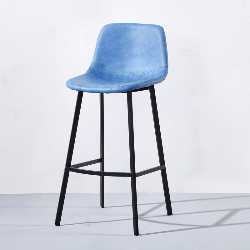 PU Leather Barstools Industrial Living Room Black Bar and Counter Stool Blue 1 Piece Bar Stool(30"H) Clearhalo 'Bar Furniture' 'Bar Stools' 'bar_stools' 'furn' 'furn_bar_stools' 'furniture_bar_stools' 'Kitchen & Dining Furniture' 'kitchen&dining_furn' 'kitchen' 'kitchen_furn' Furniture' 4321250