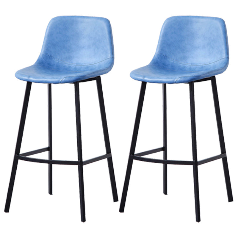PU Leather Barstools Industrial Living Room Black Bar and Counter Stool Blue 2 Piece Set Bar Stool(30"H) Clearhalo 'Bar Furniture' 'Bar Stools' 'bar_stools' 'furn' 'furn_bar_stools' 'furniture_bar_stools' 'Kitchen & Dining Furniture' 'kitchen&dining_furn' 'kitchen' 'kitchen_furn' Furniture' 4321251