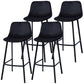 PU Leather Barstools Industrial Living Room Black Bar and Counter Stool Gloss Black 4 Piece Set Counter Stool(26"H) Clearhalo 'Bar Furniture' 'Bar Stools' 'bar_stools' 'furn' 'furn_bar_stools' 'furniture_bar_stools' 'Kitchen & Dining Furniture' 'kitchen&dining_furn' 'kitchen' 'kitchen_furn' Furniture' 4321252