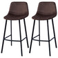 PU Leather Barstools Industrial Living Room Black Bar and Counter Stool Dark Coffee 2 Piece Set Bar Stool(30"H) Clearhalo 'Bar Furniture' 'Bar Stools' 'bar_stools' 'furn' 'furn_bar_stools' 'furniture_bar_stools' 'Kitchen & Dining Furniture' 'kitchen&dining_furn' 'kitchen' 'kitchen_furn' Furniture' 4321257