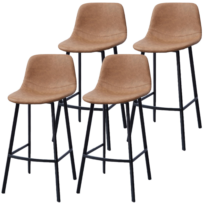 PU Leather Barstools Industrial Living Room Black Bar and Counter Stool Brown 4 Piece Set Counter Stool(26"H) Clearhalo 'Bar Furniture' 'Bar Stools' 'bar_stools' 'furn' 'furn_bar_stools' 'furniture_bar_stools' 'Kitchen & Dining Furniture' 'kitchen&dining_furn' 'kitchen' 'kitchen_furn' Furniture' 4321258