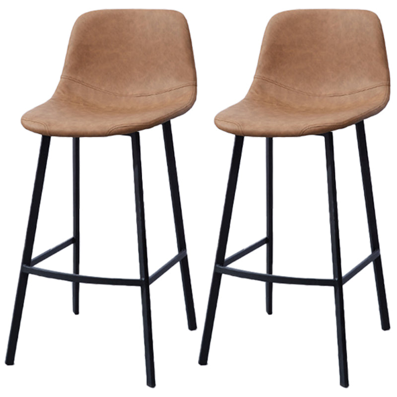 PU Leather Barstools Industrial Living Room Black Bar and Counter Stool Brown 2 Piece Set Counter Stool(26"H) Clearhalo 'Bar Furniture' 'Bar Stools' 'bar_stools' 'furn' 'furn_bar_stools' 'furniture_bar_stools' 'Kitchen & Dining Furniture' 'kitchen&dining_furn' 'kitchen' 'kitchen_furn' Furniture' 4321260