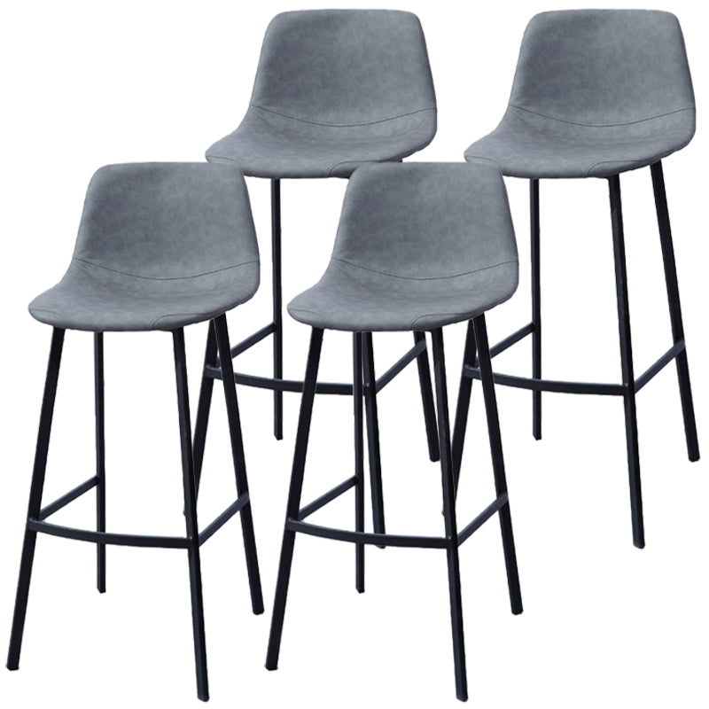 PU Leather Barstools Industrial Living Room Black Bar and Counter Stool Dark Gray 4 Piece Set Bar Stool(30"H) Clearhalo 'Bar Furniture' 'Bar Stools' 'bar_stools' 'furn' 'furn_bar_stools' 'furniture_bar_stools' 'Kitchen & Dining Furniture' 'kitchen&dining_furn' 'kitchen' 'kitchen_furn' Furniture' 4321261