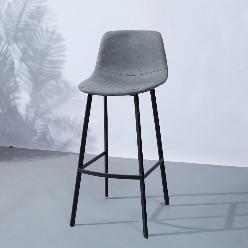 PU Leather Barstools Industrial Living Room Black Bar and Counter Stool Dark Gray 1 Piece Bar Stool(30"H) Clearhalo 'Bar Furniture' 'Bar Stools' 'bar_stools' 'furn' 'furn_bar_stools' 'furniture_bar_stools' 'Kitchen & Dining Furniture' 'kitchen&dining_furn' 'kitchen' 'kitchen_furn' Furniture' 4321262