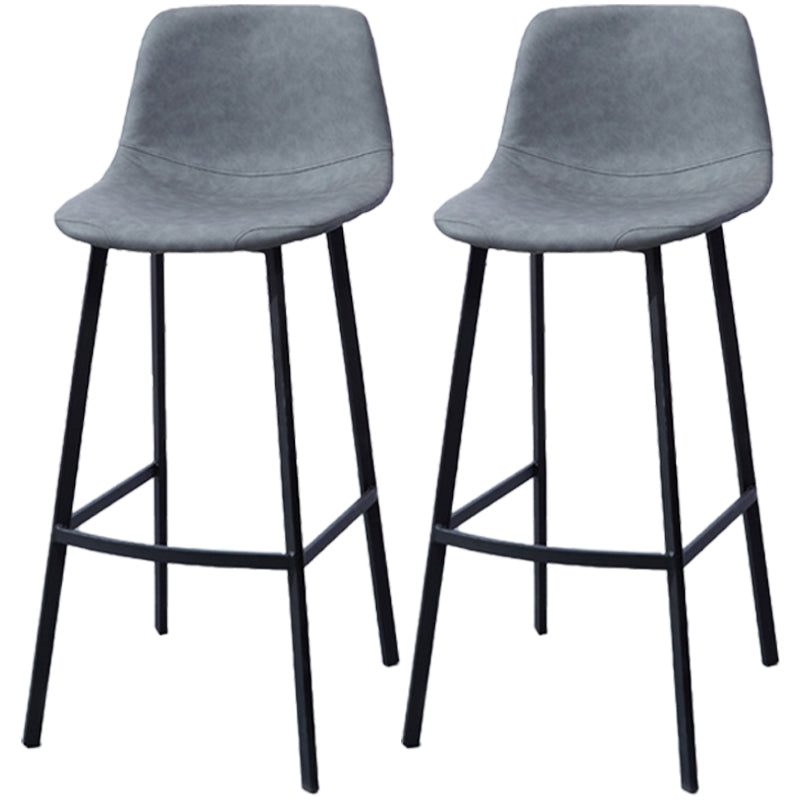 PU Leather Barstools Industrial Living Room Black Bar and Counter Stool Dark Gray 2 Piece Set Bar Stool(30"H) Clearhalo 'Bar Furniture' 'Bar Stools' 'bar_stools' 'furn' 'furn_bar_stools' 'furniture_bar_stools' 'Kitchen & Dining Furniture' 'kitchen&dining_furn' 'kitchen' 'kitchen_furn' Furniture' 4321263