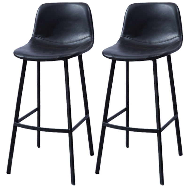 PU Leather Barstools Industrial Living Room Black Bar and Counter Stool Black 2 Piece Set Bar Stool(30"H) Clearhalo 'Bar Furniture' 'Bar Stools' 'bar_stools' 'furn' 'furn_bar_stools' 'furniture_bar_stools' 'Kitchen & Dining Furniture' 'kitchen&dining_furn' 'kitchen' 'kitchen_furn' Furniture' 4321269
