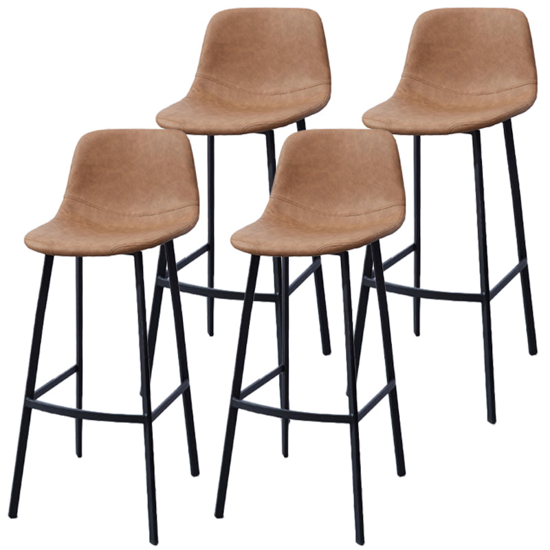 PU Leather Barstools Industrial Living Room Black Bar and Counter Stool Brown 4 Piece Set Bar Stool(30"H) Clearhalo 'Bar Furniture' 'Bar Stools' 'bar_stools' 'furn' 'furn_bar_stools' 'furniture_bar_stools' 'Kitchen & Dining Furniture' 'kitchen&dining_furn' 'kitchen' 'kitchen_furn' Furniture' 4321273