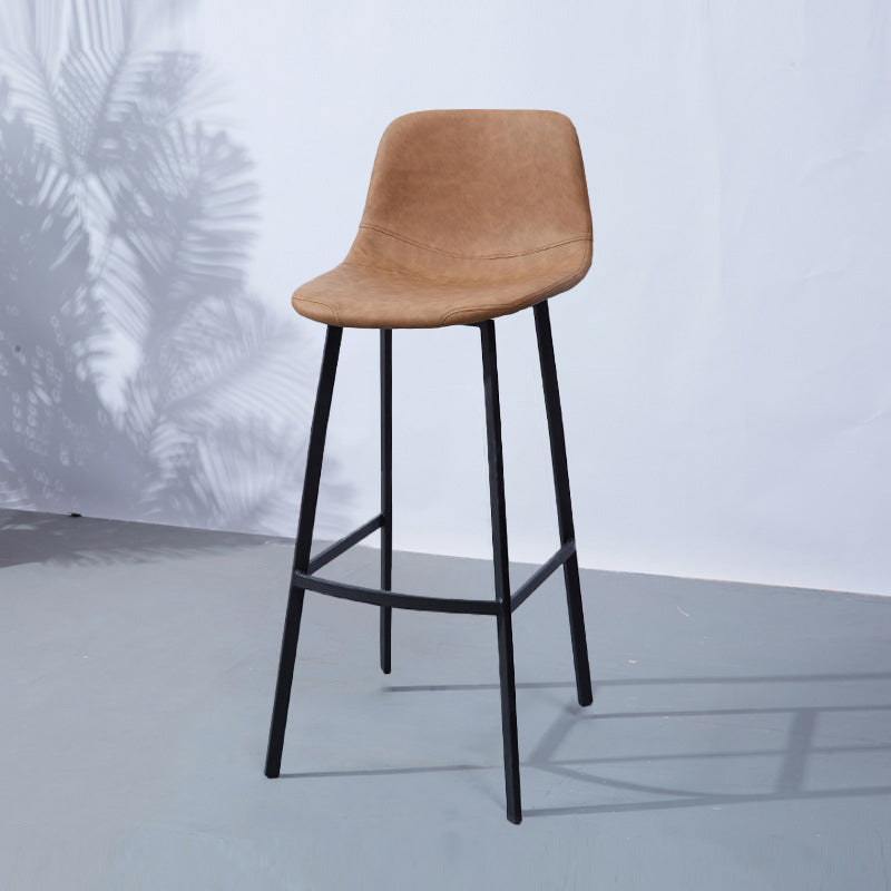 PU Leather Barstools Industrial Living Room Black Bar and Counter Stool Brown 1 Piece Bar Stool(30"H) Clearhalo 'Bar Furniture' 'Bar Stools' 'bar_stools' 'furn' 'furn_bar_stools' 'furniture_bar_stools' 'Kitchen & Dining Furniture' 'kitchen&dining_furn' 'kitchen' 'kitchen_furn' Furniture' 4321274