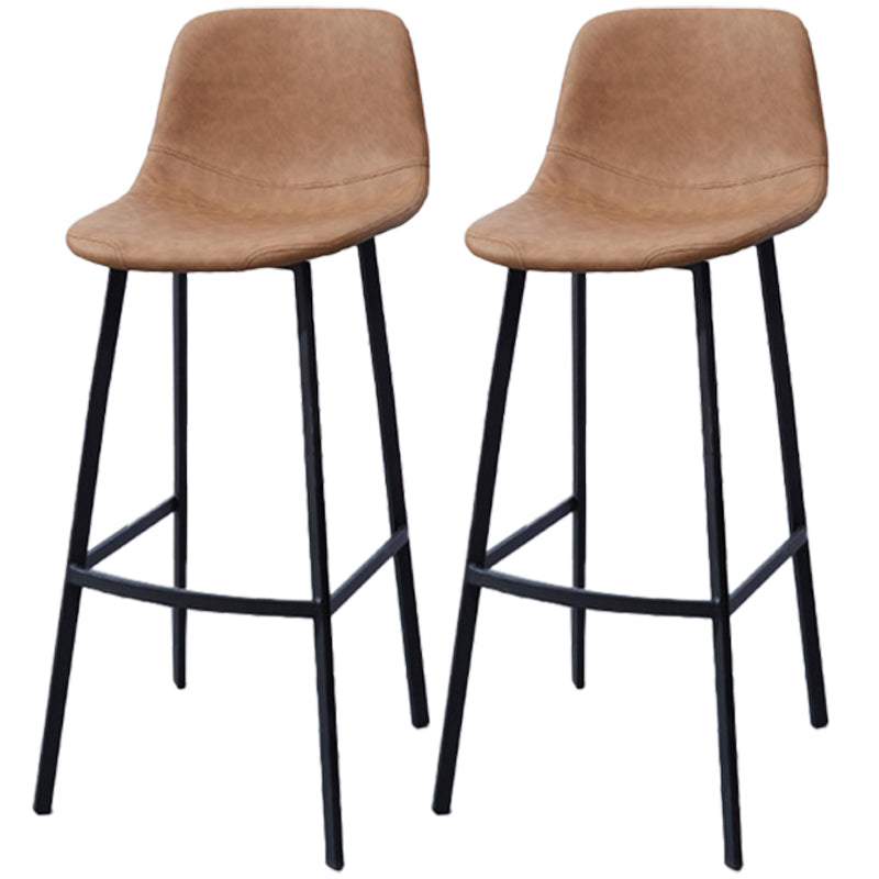 PU Leather Barstools Industrial Living Room Black Bar and Counter Stool Brown 2 Piece Set Bar Stool(30"H) Clearhalo 'Bar Furniture' 'Bar Stools' 'bar_stools' 'furn' 'furn_bar_stools' 'furniture_bar_stools' 'Kitchen & Dining Furniture' 'kitchen&dining_furn' 'kitchen' 'kitchen_furn' Furniture' 4321275