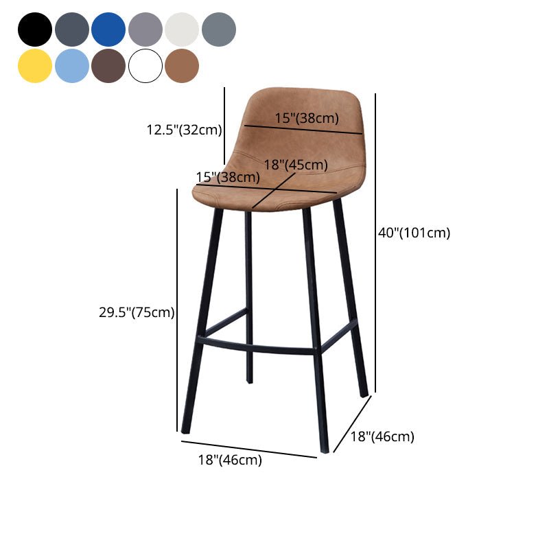 PU Leather Barstools Industrial Living Room Black Bar and Counter Stool Clearhalo 'Bar Furniture' 'Bar Stools' 'bar_stools' 'furn' 'furn_bar_stools' 'furniture_bar_stools' 'Kitchen & Dining Furniture' 'kitchen&dining_furn' 'kitchen' 'kitchen_furn' Furniture' 4321277