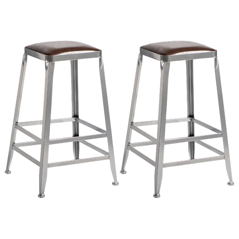 Industrial Bristol Bar and Counter Stool Vintage Brown with Iron Backless 2 Piece Set Counter Stool(26"H) Clearhalo 'Bar Furniture' 'Bar Stools' 'bar_stools' 'furn' 'furn_bar_stools' 'furniture_bar_stools' 'Kitchen & Dining Furniture' 'kitchen&dining_furn' 'kitchen' 'kitchen_furn' Furniture' 4321290