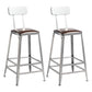 Industrial Bristol Bar and Counter Stool Vintage Brown with Iron With Back 2 Piece Set Counter Stool(26"H) Clearhalo 'Bar Furniture' 'Bar Stools' 'bar_stools' 'furn' 'furn_bar_stools' 'furniture_bar_stools' 'Kitchen & Dining Furniture' 'kitchen&dining_furn' 'kitchen' 'kitchen_furn' Furniture' 4321293