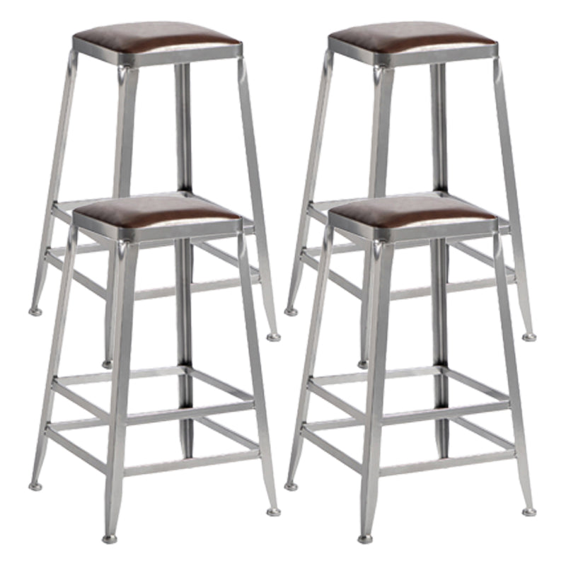Industrial Bristol Bar and Counter Stool Vintage Brown with Iron Backless 4 Piece Set Counter Stool(26"H) Clearhalo 'Bar Furniture' 'Bar Stools' 'bar_stools' 'furn' 'furn_bar_stools' 'furniture_bar_stools' 'Kitchen & Dining Furniture' 'kitchen&dining_furn' 'kitchen' 'kitchen_furn' Furniture' 4321296
