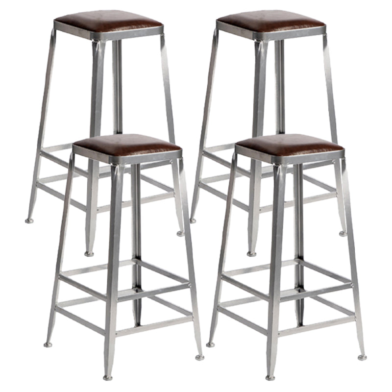 Industrial Bristol Bar and Counter Stool Vintage Brown with Iron Backless 4 Piece Set Bar Stool(30"H) Clearhalo 'Bar Furniture' 'Bar Stools' 'bar_stools' 'furn' 'furn_bar_stools' 'furniture_bar_stools' 'Kitchen & Dining Furniture' 'kitchen&dining_furn' 'kitchen' 'kitchen_furn' Furniture' 4321297
