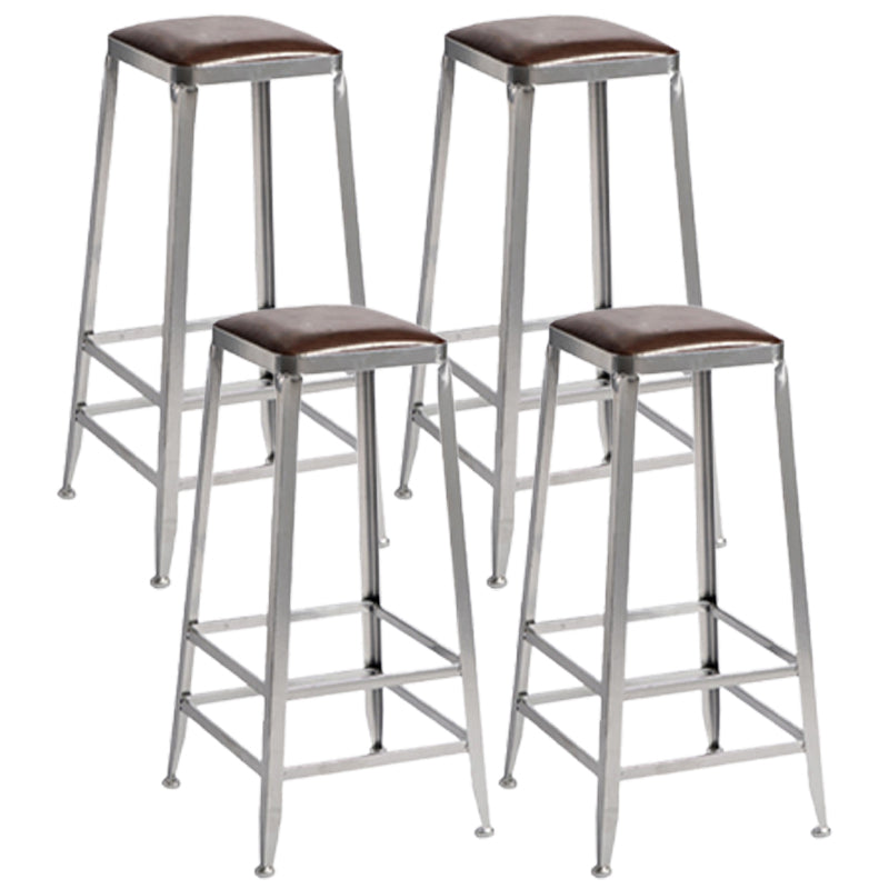 Industrial Bristol Bar and Counter Stool Vintage Brown with Iron Backless 4 Piece Set Bar Stool(31"H) Clearhalo 'Bar Furniture' 'Bar Stools' 'bar_stools' 'furn' 'furn_bar_stools' 'furniture_bar_stools' 'Kitchen & Dining Furniture' 'kitchen&dining_furn' 'kitchen' 'kitchen_furn' Furniture' 4321298