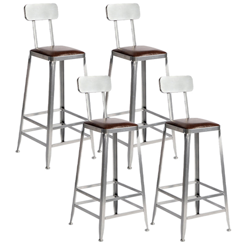 Industrial Bristol Bar and Counter Stool Vintage Brown with Iron With Back 4 Piece Set Bar Stool(30"H) Clearhalo 'Bar Furniture' 'Bar Stools' 'bar_stools' 'furn' 'furn_bar_stools' 'furniture_bar_stools' 'Kitchen & Dining Furniture' 'kitchen&dining_furn' 'kitchen' 'kitchen_furn' Furniture' 4321300