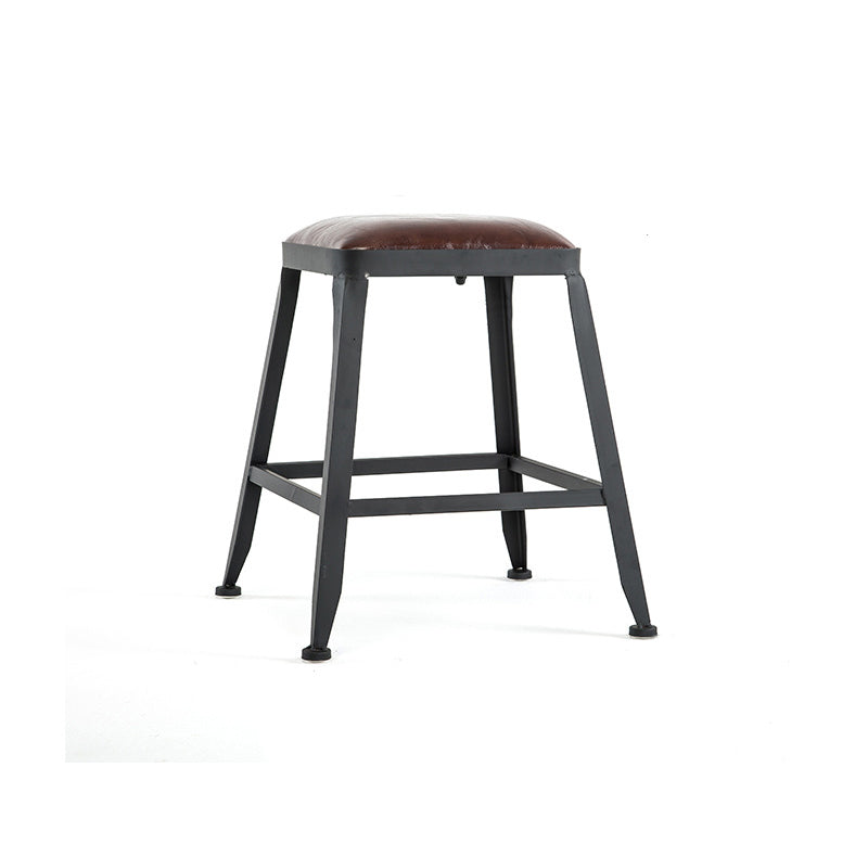 Iron Bar and Counter Stool Industrial Indoor Vintage Brown Counter Height Stools Backless 1 Piece Short Stool(18"H) Clearhalo 'Bar Furniture' 'Bar Stools' 'bar_stools' 'furn' 'furn_bar_stools' 'furniture_bar_stools' 'Kitchen & Dining Furniture' 'kitchen&dining_furn' 'kitchen' 'kitchen_furn' Furniture' 4321309
