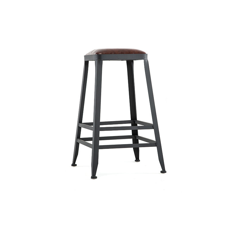 Iron Bar and Counter Stool Industrial Indoor Vintage Brown Counter Height Stools Backless 1 Piece Counter Stool(26"H) Clearhalo 'Bar Furniture' 'Bar Stools' 'bar_stools' 'furn' 'furn_bar_stools' 'furniture_bar_stools' 'Kitchen & Dining Furniture' 'kitchen&dining_furn' 'kitchen' 'kitchen_furn' Furniture' 4321311