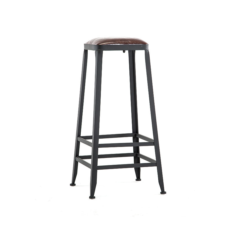 Iron Bar and Counter Stool Industrial Indoor Vintage Brown Counter Height Stools Backless 1 Piece Bar Stool(31"H) Clearhalo 'Bar Furniture' 'Bar Stools' 'bar_stools' 'furn' 'furn_bar_stools' 'furniture_bar_stools' 'Kitchen & Dining Furniture' 'kitchen&dining_furn' 'kitchen' 'kitchen_furn' Furniture' 4321315