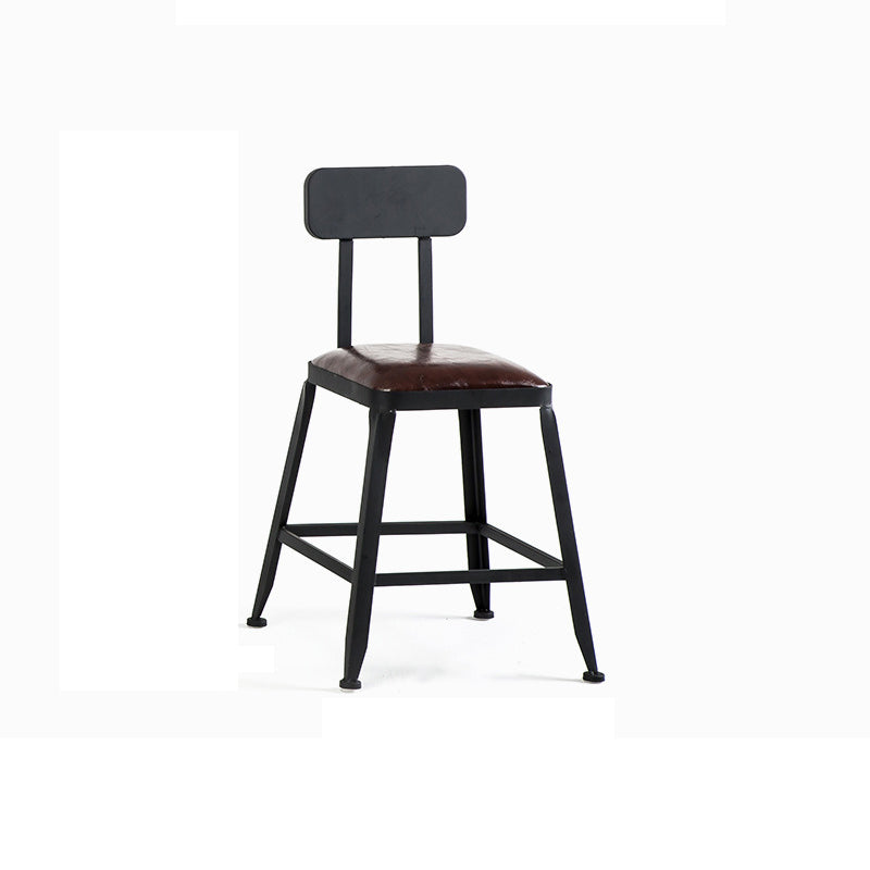 Iron Bar and Counter Stool Industrial Indoor Vintage Brown Counter Height Stools With Back 1 Piece Short Stool(18"H) Clearhalo 'Bar Furniture' 'Bar Stools' 'bar_stools' 'furn' 'furn_bar_stools' 'furniture_bar_stools' 'Kitchen & Dining Furniture' 'kitchen&dining_furn' 'kitchen' 'kitchen_furn' Furniture' 4321317