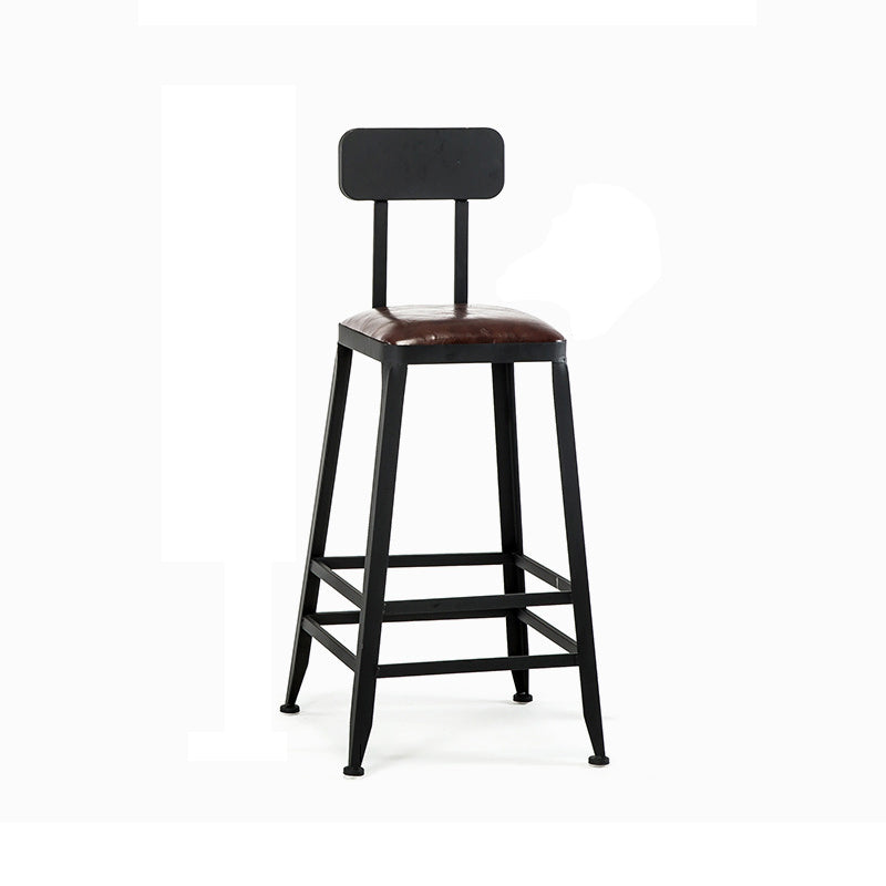 Iron Bar and Counter Stool Industrial Indoor Vintage Brown Counter Height Stools With Back 1 Piece Counter Stool(26"H) Clearhalo 'Bar Furniture' 'Bar Stools' 'bar_stools' 'furn' 'furn_bar_stools' 'furniture_bar_stools' 'Kitchen & Dining Furniture' 'kitchen&dining_furn' 'kitchen' 'kitchen_furn' Furniture' 4321318
