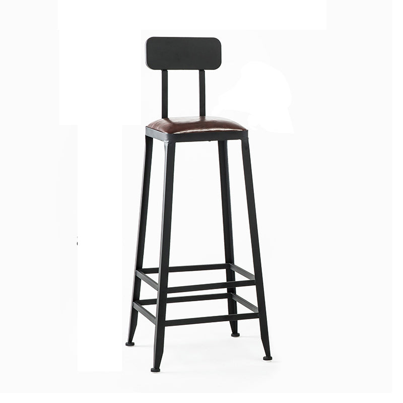 Iron Bar and Counter Stool Industrial Indoor Vintage Brown Counter Height Stools With Back 1 Piece Bar Stool(31"H) Clearhalo 'Bar Furniture' 'Bar Stools' 'bar_stools' 'furn' 'furn_bar_stools' 'furniture_bar_stools' 'Kitchen & Dining Furniture' 'kitchen&dining_furn' 'kitchen' 'kitchen_furn' Furniture' 4321323