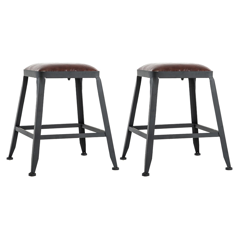 Iron Bar and Counter Stool Industrial Indoor Vintage Brown Counter Height Stools Backless 2 Piece Set Short Stool(18"H) Clearhalo 'Bar Furniture' 'Bar Stools' 'bar_stools' 'furn' 'furn_bar_stools' 'furniture_bar_stools' 'Kitchen & Dining Furniture' 'kitchen&dining_furn' 'kitchen' 'kitchen_furn' Furniture' 4321324