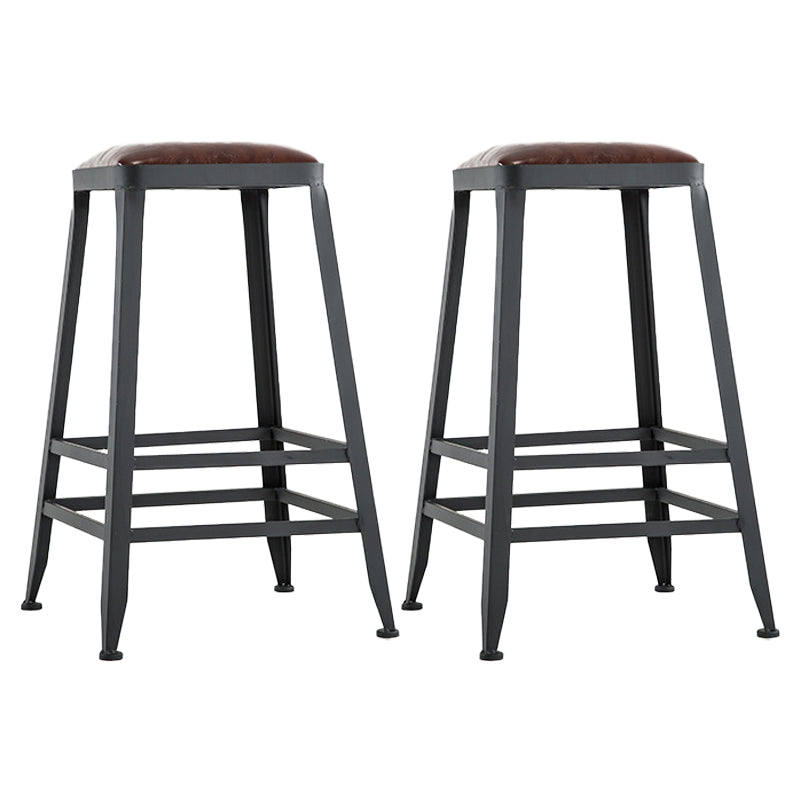 Iron Bar and Counter Stool Industrial Indoor Vintage Brown Counter Height Stools Backless 2 Piece Set Counter Stool(26"H) Clearhalo 'Bar Furniture' 'Bar Stools' 'bar_stools' 'furn' 'furn_bar_stools' 'furniture_bar_stools' 'Kitchen & Dining Furniture' 'kitchen&dining_furn' 'kitchen' 'kitchen_furn' Furniture' 4321327