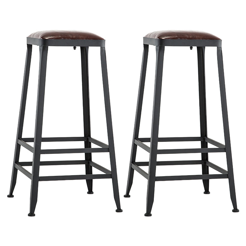 Iron Bar and Counter Stool Industrial Indoor Vintage Brown Counter Height Stools Backless 2 Piece Set Bar Stool(30"H) Clearhalo 'Bar Furniture' 'Bar Stools' 'bar_stools' 'furn' 'furn_bar_stools' 'furniture_bar_stools' 'Kitchen & Dining Furniture' 'kitchen&dining_furn' 'kitchen' 'kitchen_furn' Furniture' 4321328