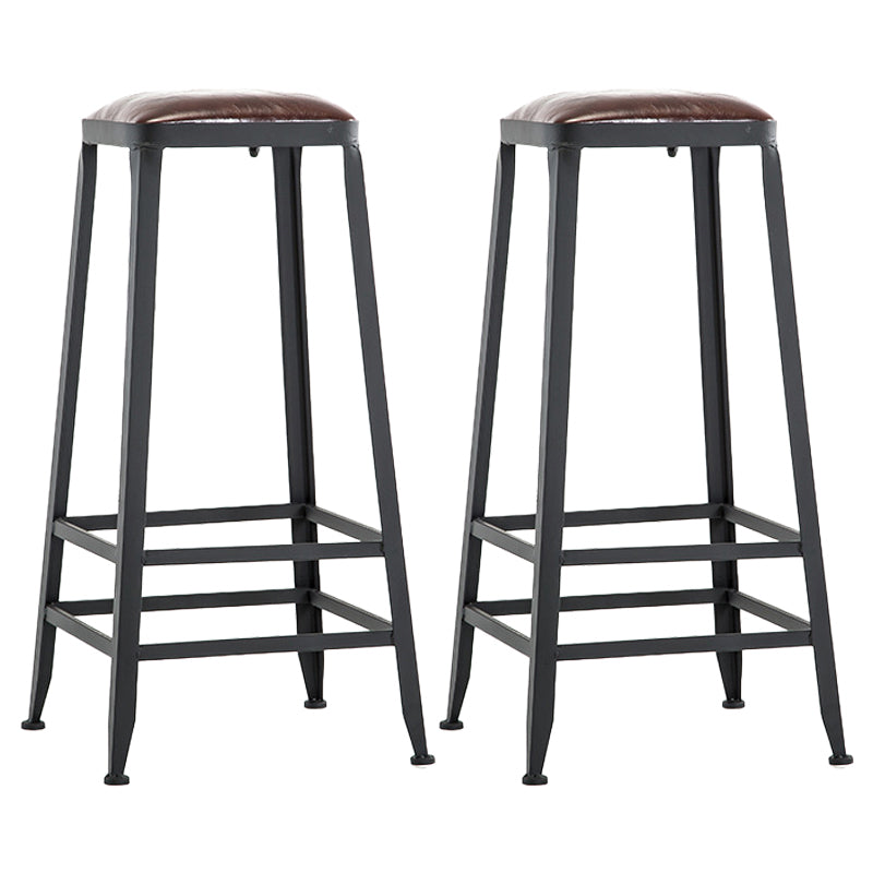 Iron Bar and Counter Stool Industrial Indoor Vintage Brown Counter Height Stools Backless 2 Piece Set Bar Stool(31"H) Clearhalo 'Bar Furniture' 'Bar Stools' 'bar_stools' 'furn' 'furn_bar_stools' 'furniture_bar_stools' 'Kitchen & Dining Furniture' 'kitchen&dining_furn' 'kitchen' 'kitchen_furn' Furniture' 4321329