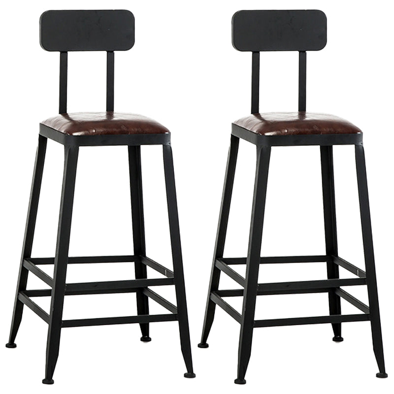 Iron Bar and Counter Stool Industrial Indoor Vintage Brown Counter Height Stools With Back 2 Piece Set Counter Stool(26"H) Clearhalo 'Bar Furniture' 'Bar Stools' 'bar_stools' 'furn' 'furn_bar_stools' 'furniture_bar_stools' 'Kitchen & Dining Furniture' 'kitchen&dining_furn' 'kitchen' 'kitchen_furn' Furniture' 4321331