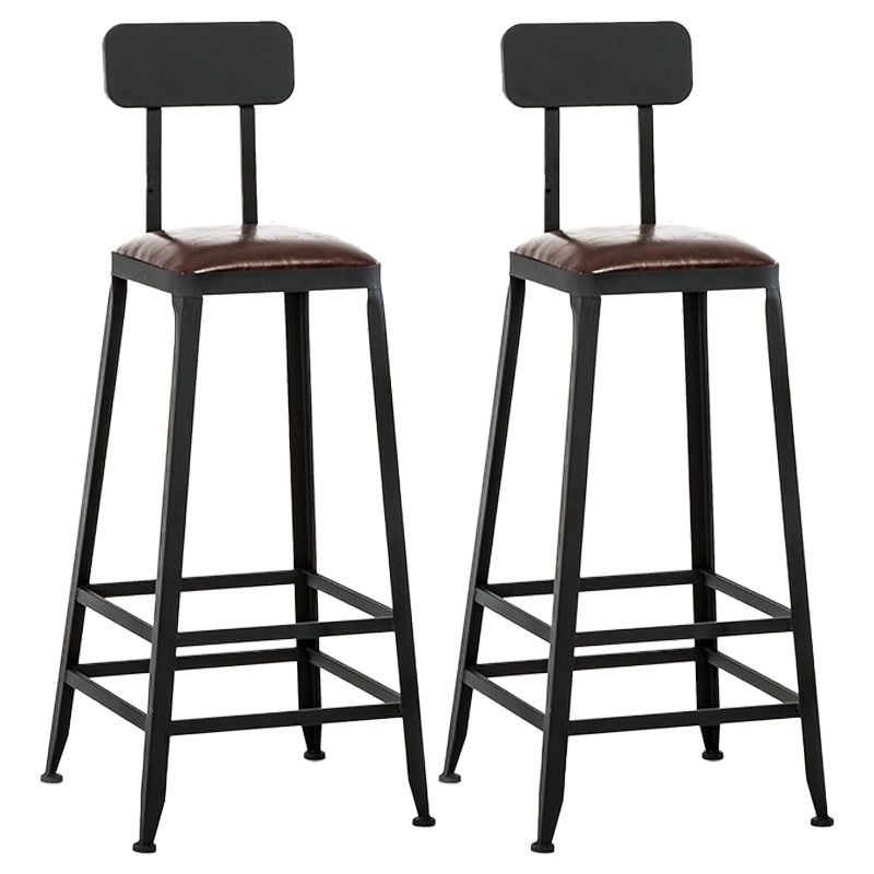 Iron Bar and Counter Stool Industrial Indoor Vintage Brown Counter Height Stools With Back 2 Piece Set Bar Stool(30"H) Clearhalo 'Bar Furniture' 'Bar Stools' 'bar_stools' 'furn' 'furn_bar_stools' 'furniture_bar_stools' 'Kitchen & Dining Furniture' 'kitchen&dining_furn' 'kitchen' 'kitchen_furn' Furniture' 4321332