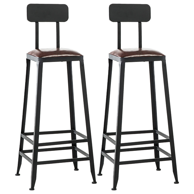 Iron Bar and Counter Stool Industrial Indoor Vintage Brown Counter Height Stools With Back 2 Piece Set Bar Stool(31"H) Clearhalo 'Bar Furniture' 'Bar Stools' 'bar_stools' 'furn' 'furn_bar_stools' 'furniture_bar_stools' 'Kitchen & Dining Furniture' 'kitchen&dining_furn' 'kitchen' 'kitchen_furn' Furniture' 4321333